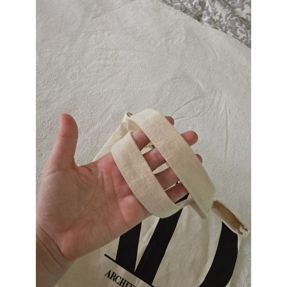Architectural Digest AD Logo Canvas Tote Bag Natural Beige with Black Lettering